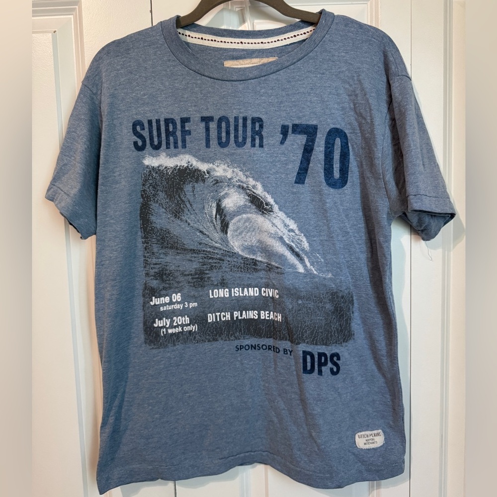 Ditch Plains Shirt Mens Medium Blue  Surf Tour Short Sleeve Surfing Grunge Y2K
